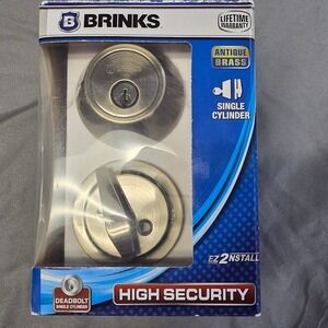 Brinks Single Cylinder Deadbolt Antique Brass Finish High Security Keyed Entry